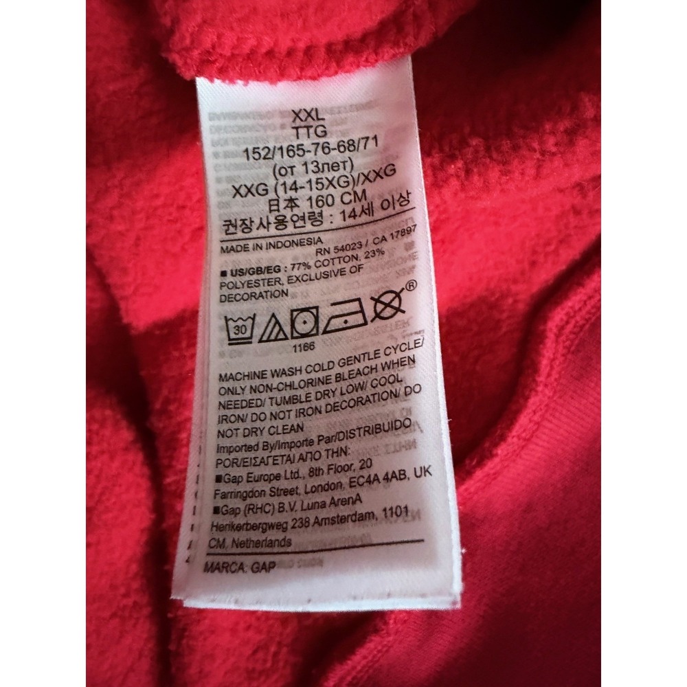 GAP Kids Red Hooded Sweatshirt‎ Size XXL - Picture 4 of 7